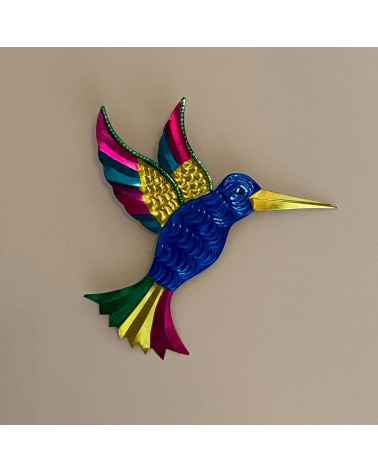 Decoración mural: colibrí de hojalata