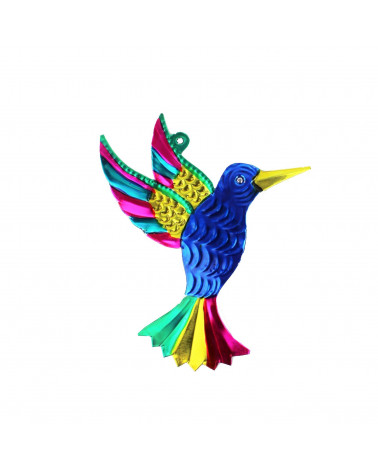 Decoración mural: colibrí de hojalata